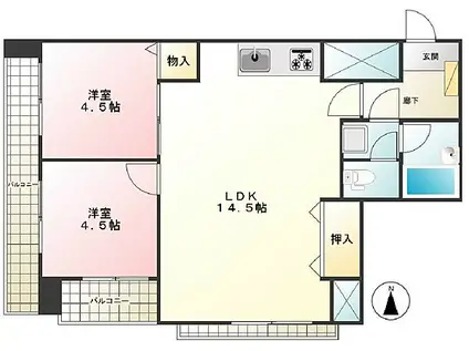 セザールプラザ府中(2LDK/8階)の間取り写真