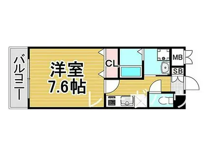 福岡市地下鉄空港線 大濠公園駅 徒歩5分 11階建 築20年(1K/7階)の間取り写真