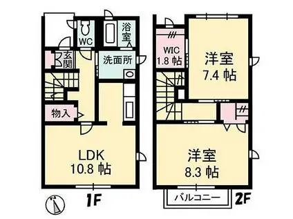 JR牟岐線 阿波富田駅 徒歩6分 2階建 築12年(2LDK/1階)の間取り写真