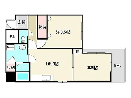 JR徳島線 蔵本駅 徒歩11分 11階建 築34年(2DK/6階)の間取り写真