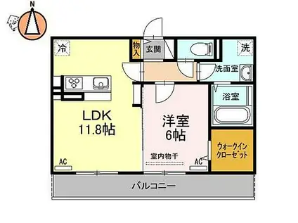 JR牟岐線 文化の森駅 徒歩23分 3階建 築7年(1LDK/3階)の間取り写真