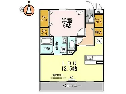 JR徳島線 佐古駅 徒歩14分 3階建 築9年(1LDK/3階)の間取り写真