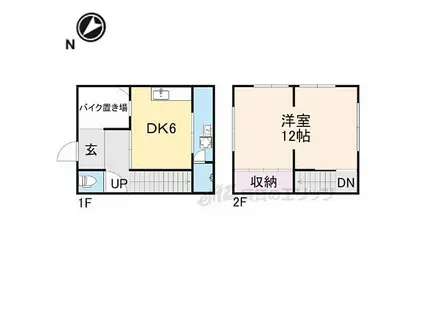 JR東海道・山陽本線 南彦根駅 徒歩16分 2階建 築52年(1DK/1階)の間取り写真