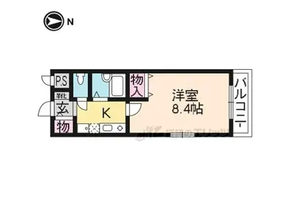 JR湖西線 大津京駅 徒歩7分 3階建 築30年(1K/2階)の間取り写真