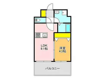レジェンド直方 壱番館(1LDK/1階)の間取り写真