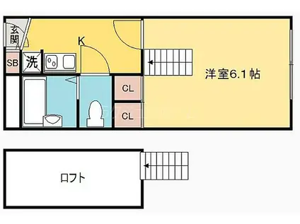 竹橋町アパート(1K/2階)の間取り写真