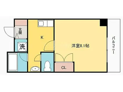 グリーンハイツ豊川II(1K/1階)の間取り写真
