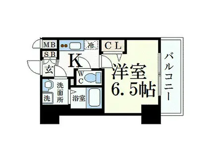 ララプレイス ザ・京橋ステラ(1K/7階)の間取り写真