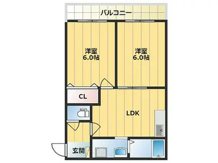 橋爪ビル(2LDK/1階)の間取り写真