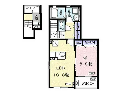 リジエールI(1LDK/2階)の間取り写真