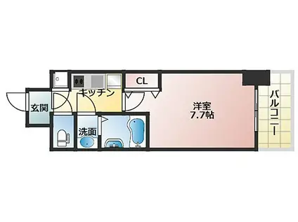 アドバンス江坂ラシュレ(1K/13階)の間取り写真