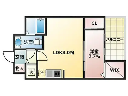 SERENITE北浜(1K/14階)の間取り写真