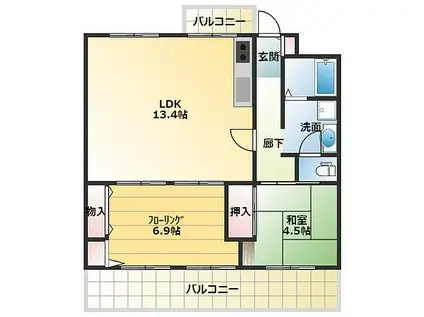 エルセレーノ古川橋(2LDK/2階)の間取り写真