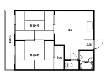 ジャスミンハイツ(2DK/1階)の間取り写真