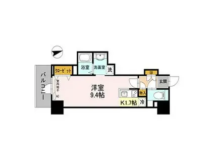 DTOWER城北(ワンルーム/8階)の間取り写真