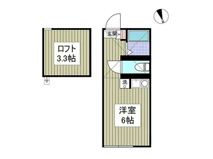 横浜ヒルズ(ワンルーム/1階)の間取り写真