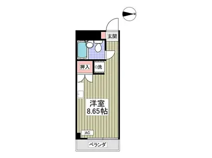 パークハイツ 千葉(ワンルーム/4階)の間取り写真