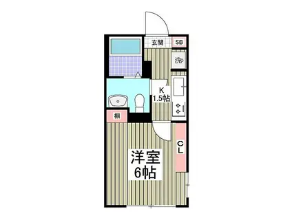 ER松戸(1K/3階)の間取り写真