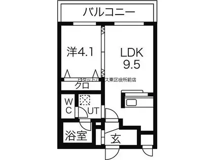 札幌市営南北線 北１８条駅 徒歩9分 4階建 築20年(1LDK/4階)の間取り写真