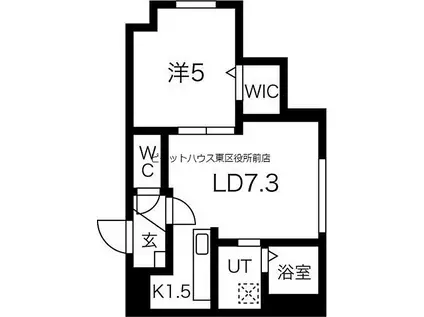 札幌市営南北線 北３４条駅 徒歩3分 5階建 築4年(1LDK/2階)の間取り写真