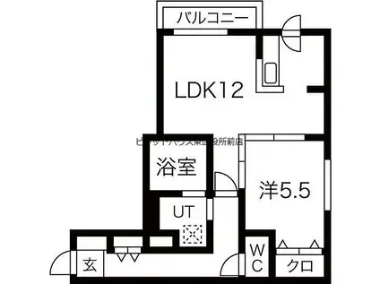 札幌市営東豊線 環状通東駅 徒歩6分 4階建 築5年(1LDK/3階)の間取り写真