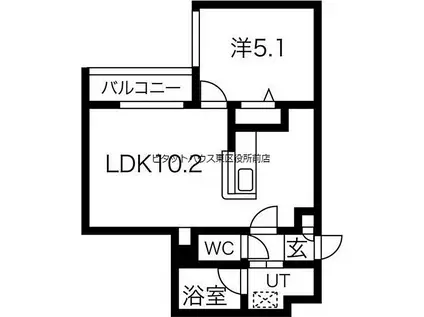 札幌市営南北線 北１８条駅 徒歩3分 5階建 築9年(1LDK/4階)の間取り写真