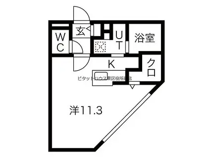 札幌市営南北線 北２４条駅 徒歩5分 5階建 築4年(1K/3階)の間取り写真