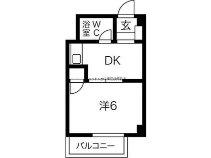 札幌市営東豊線 北１３条東駅 徒歩3分 6階建 築40年(1DK/2階)の間取り写真