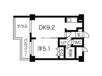 札幌市営東豊線 元町駅(札幌) 徒歩1分 7階建 築34年(1DK/5階)の間取り写真