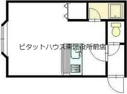 札幌市営東豊線 元町駅(札幌) 徒歩10分 3階建 築35年(1K/3階)の間取り写真