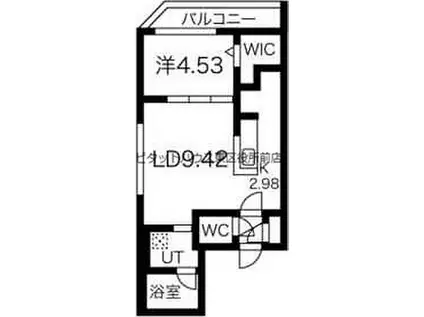 札幌市営南北線 中の島駅 徒歩13分 4階建 築1年(1LDK/2階)の間取り写真
