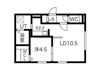 札幌市営東豊線 環状通東駅 徒歩5分 4階建 築5年(1LDK/4階)の間取り写真