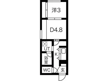 札幌市営南北線 北１８条駅 徒歩10分 4階建 築1年(1DK/2階)の間取り写真