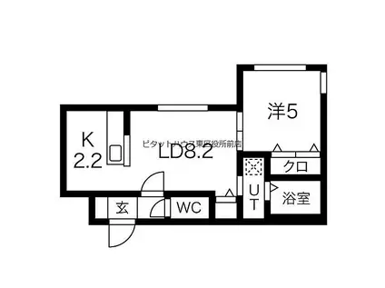 札幌市営南北線 北２４条駅 徒歩10分 4階建 築1年(1LDK/2階)の間取り写真