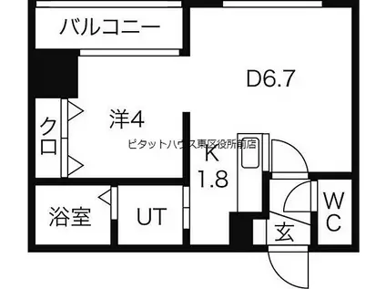 JR函館本線 札幌駅(ＪＲ) 徒歩5分 15階建 築16年(1DK/4階)の間取り写真