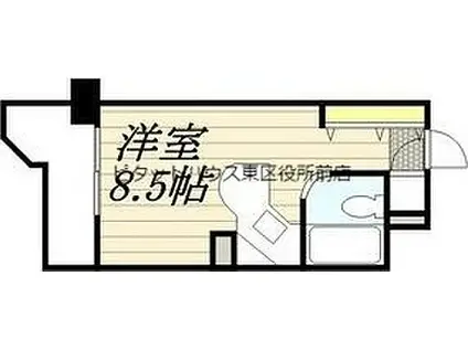 JR函館本線 札幌駅(ＪＲ) 徒歩7分 10階建 築34年(ワンルーム/9階)の間取り写真