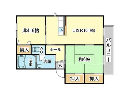 ココナッツハウスII(2LDK/2階)の間取り写真