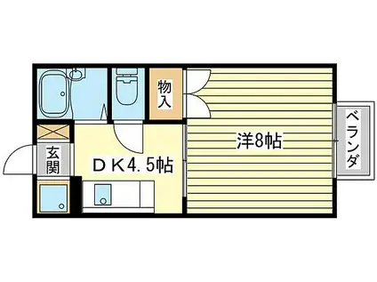 サンコーポ車崎(1DK/2階)の間取り写真