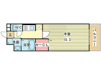シャトー揚羽(1K/2階)の間取り写真