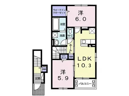 エイド II(2LDK/2階)の間取り写真