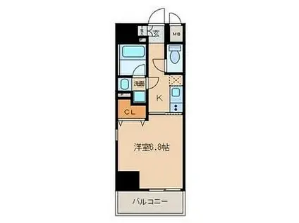 名古屋市営名城線 黒川駅(愛知) 徒歩3分 10階建 築7年(1K/10階)の間取り写真