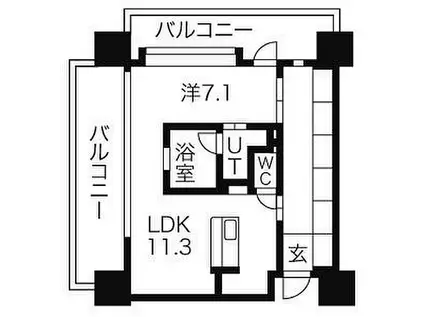 名古屋市営桜通線 高岳駅 徒歩6分 12階建 築17年(1LDK/3階)の間取り写真