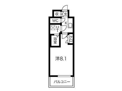 名古屋市営東山線 新栄町駅(愛知) 徒歩8分 13階建 築2年(1K/9階)の間取り写真