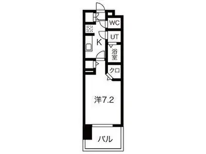 名古屋市営名城線 黒川駅(愛知) 徒歩3分 14階建 築5年(1K/7階)の間取り写真