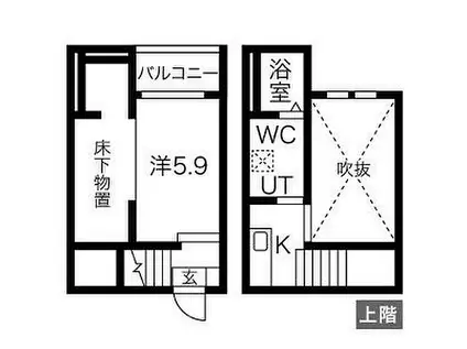 名古屋市営名城線 黒川駅(愛知) 徒歩10分 2階建 築8年(1K/2階)の間取り写真