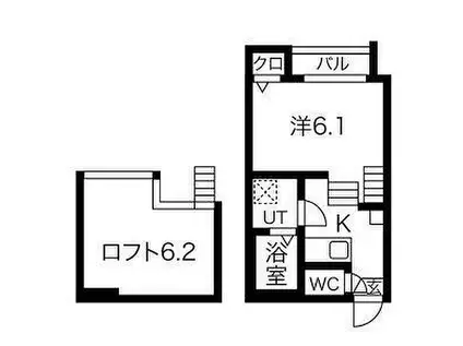 名古屋市営名城線 大曽根駅 徒歩8分 2階建 築9年(1K/2階)の間取り写真
