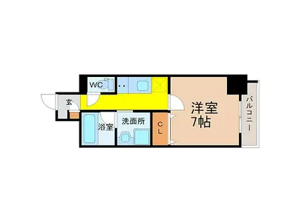 名古屋市営名城線 平安通駅 徒歩5分 10階建 築2年(1K/4階)の間取り写真
