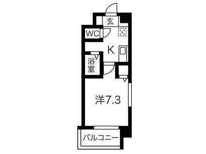 名古屋市営名城線 黒川駅(愛知) 徒歩5分 6階建 築17年(1K/3階)の間取り写真