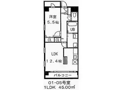 名古屋市営名城線 平安通駅 徒歩5分 10階建 築20年(1LDK/8階)の間取り写真