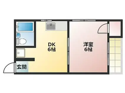 カーム敷津(1DK/4階)の間取り写真